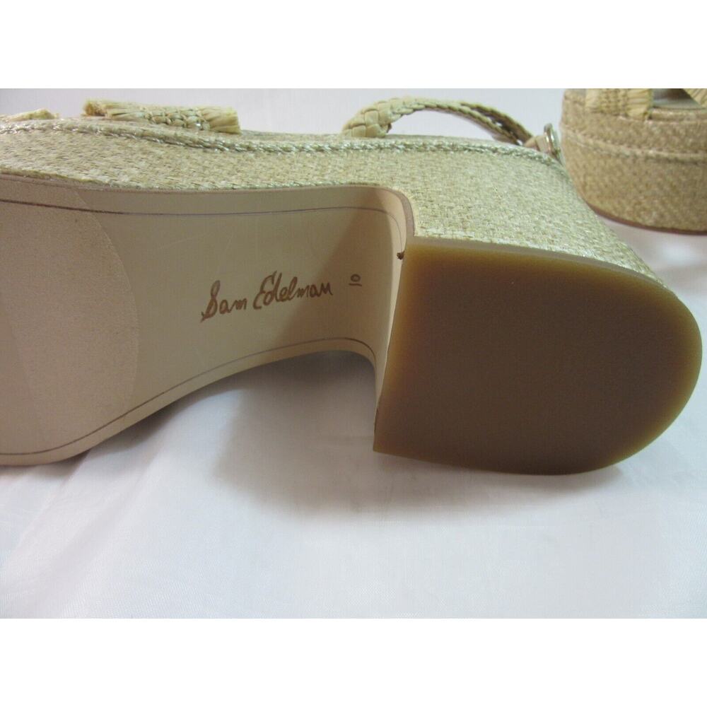 SAM EDELMAN Tan Size 10 Raffia Tropical Beaded Platform Wedge Ankle Strap Sandal - Picture 7 of 8
